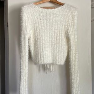 White soft fuzzy sweater- Etophe studios